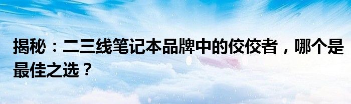 揭秘：二三线笔记本品牌中的佼佼者，哪个是最佳之选？