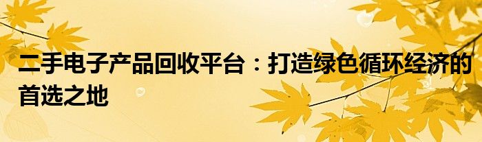 二手电子产品回收平台：打造绿色循环经济的首选之地