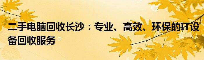 二手电脑回收长沙：专业、高效、环保的IT设备回收服务