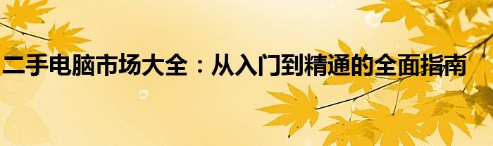 二手电脑市场大全：从入门到精通的全面指南