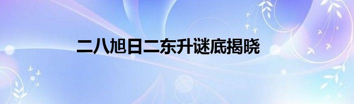 二八旭日二东升谜底揭晓