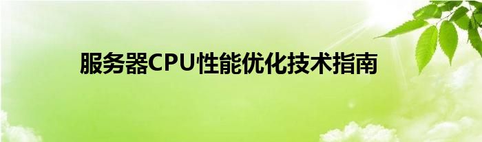 服务器CPU性能优化技术指南