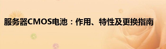 服务器CMOS电池：作用、特性及更换指南