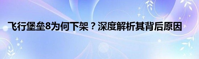 飞行堡垒8为何下架？深度解析其背后原因