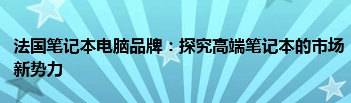 法国笔记本电脑品牌：探究高端笔记本的市场新势力