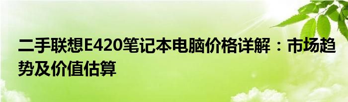 二手联想E420笔记本电脑价格详解：市场趋势及价值估算