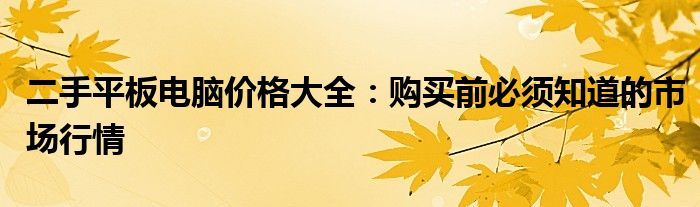 二手平板电脑价格大全：购买前必须知道的市场行情