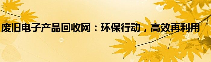 废旧电子产品回收网：环保行动，高效再利用