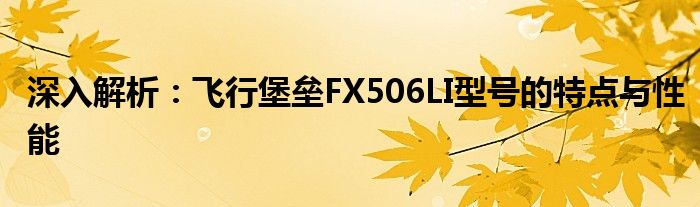 深入解析：飞行堡垒FX506LI型号的特点与性能