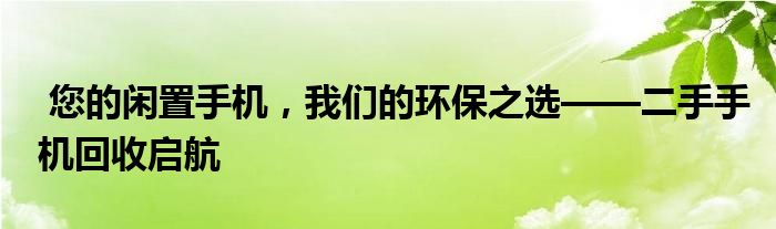  您的闲置手机，我们的环保之选——二手手机回收启航