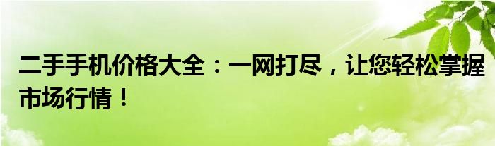 二手手机价格大全：一网打尽，让您轻松掌握市场行情！