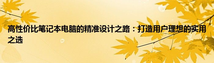 高性价比笔记本电脑的精准设计之路：打造用户理想的实用之选