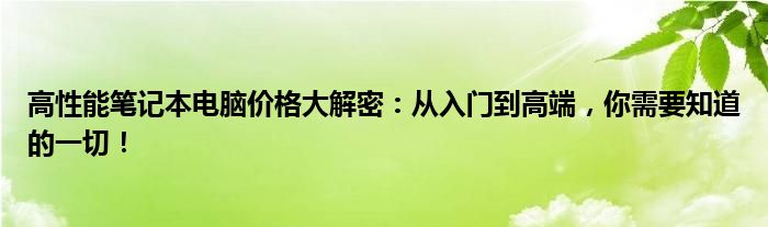 高性能笔记本电脑价格大解密：从入门到高端，你需要知道的一切！