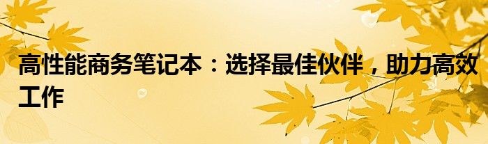 高性能商务笔记本：选择最佳伙伴，助力高效工作