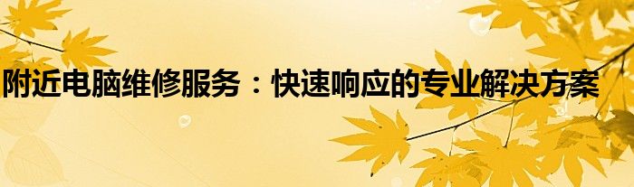 附近电脑维修服务：快速响应的专业解决方案