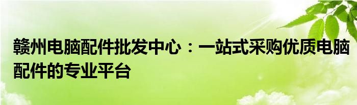 赣州电脑配件批发中心：一站式采购优质电脑配件的专业平台