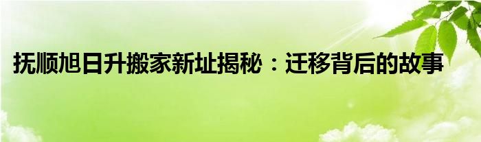 抚顺旭日升搬家新址揭秘：迁移背后的故事