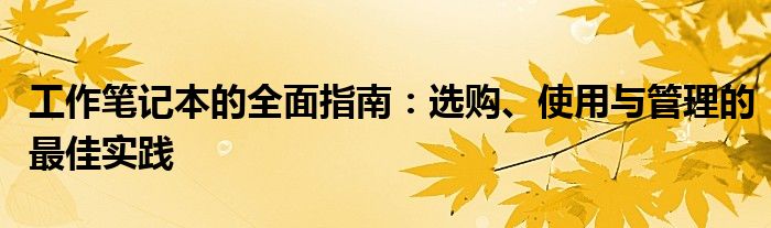 工作笔记本的全面指南：选购、使用与管理的最佳实践