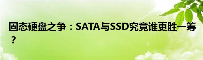 固态硬盘之争：SATA与SSD究竟谁更胜一筹？