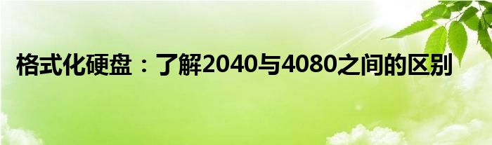 格式化硬盘：了解2040与4080之间的区别