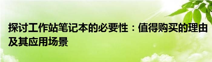 探讨工作站笔记本的必要性：值得购买的理由及其应用场景