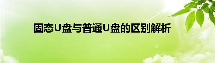 固态U盘与普通U盘的区别解析