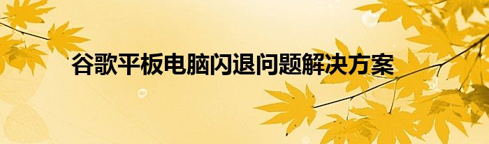 谷歌平板电脑闪退问题解决方案