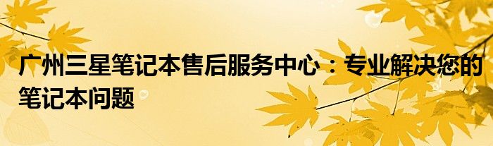 广州三星笔记本售后服务中心：专业解决您的笔记本问题