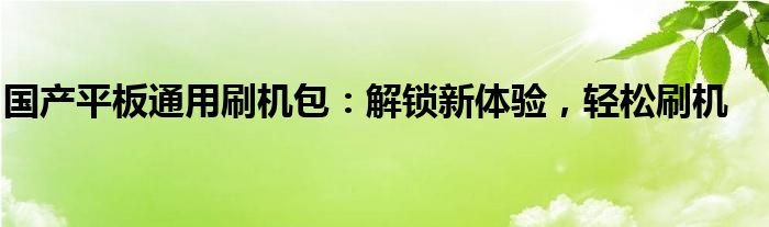 国产平板通用刷机包：解锁新体验，轻松刷机