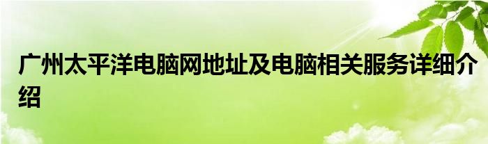 广州太平洋电脑网地址及电脑相关服务详细介绍