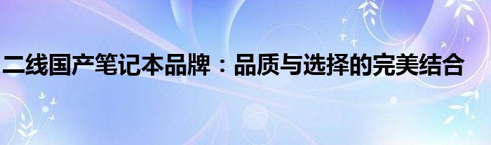 二线国产笔记本品牌：品质与选择的完美结合