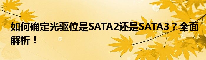 如何确定光驱位是SATA2还是SATA3？全面解析！