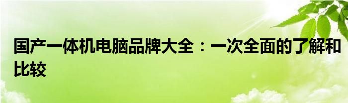 国产一体机电脑品牌大全：一次全面的了解和比较