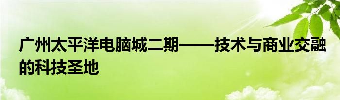 广州太平洋电脑城二期——技术与商业交融的科技圣地