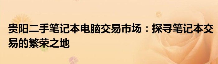 贵阳二手笔记本电脑交易市场：探寻笔记本交易的繁荣之地