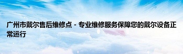 广州市戴尔售后维修点 - 专业维修服务保障您的戴尔设备正常运行