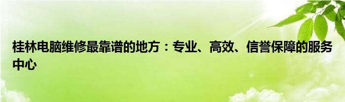 桂林电脑维修最靠谱的地方：专业、高效、信誉保障的服务中心