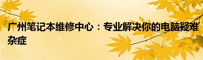 广州笔记本维修中心：专业解决你的电脑疑难杂症