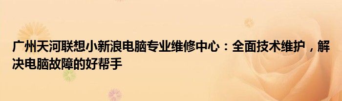 广州天河联想小新浪电脑专业维修中心：全面技术维护，解决电脑故障的好帮手