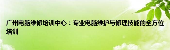 广州电脑维修培训中心：专业电脑维护与修理技能的全方位培训