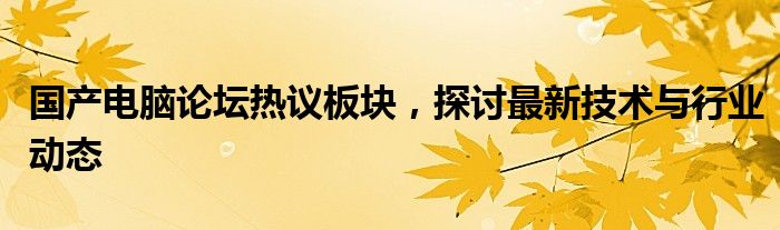 国产电脑论坛热议板块，探讨最新技术与行业动态