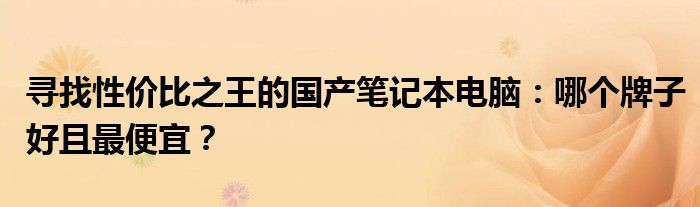 寻找性价比之王的国产笔记本电脑：哪个牌子好且最便宜？