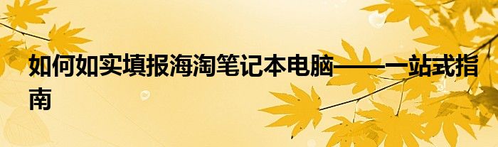 如何如实填报海淘笔记本电脑——一站式指南