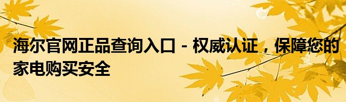 海尔官网正品查询入口 - 权威认证，保障您的家电购买安全