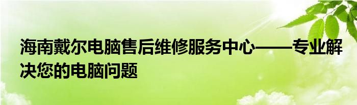 海南戴尔电脑售后维修服务中心——专业解决您的电脑问题