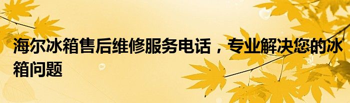 海尔冰箱售后维修服务电话，专业解决您的冰箱问题