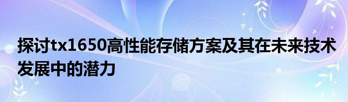 探讨tx1650高性能存储方案及其在未来技术发展中的潜力