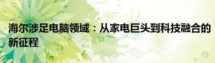 海尔涉足电脑领域：从家电巨头到科技融合的新征程