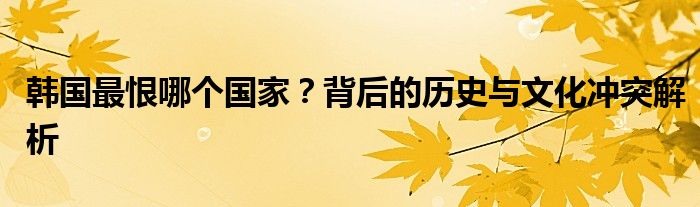 韩国最恨哪个国家？背后的历史与文化冲突解析