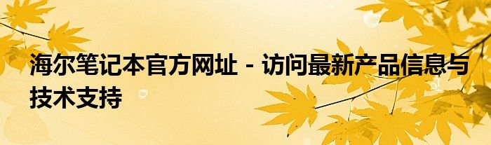 海尔笔记本官方网址 - 访问最新产品信息与技术支持